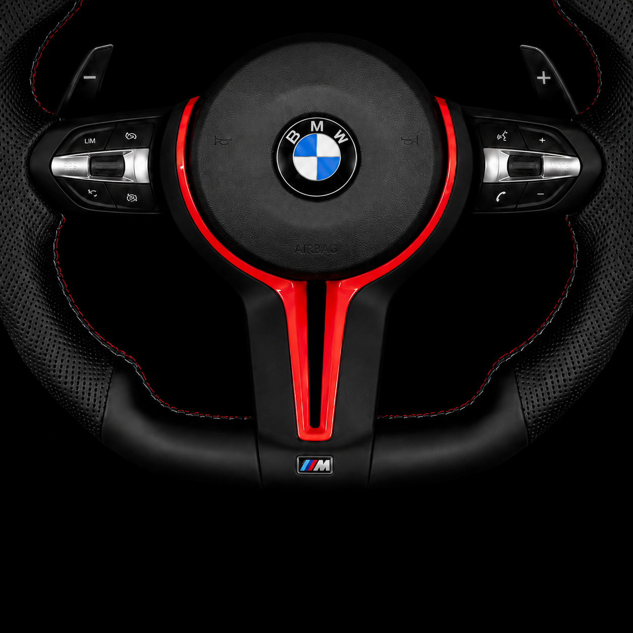 BMW M Performance Red Ring Steering Wheel — OEM Fit, Plug & Play