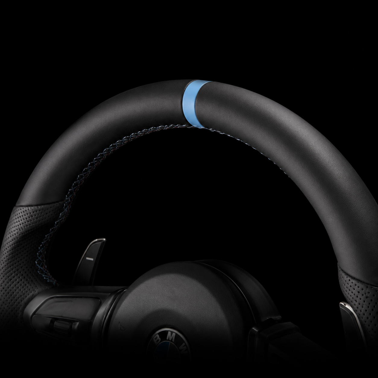 BMW M Performance Blue Ring Steering Wheel — OEM Fit, Plug & Play