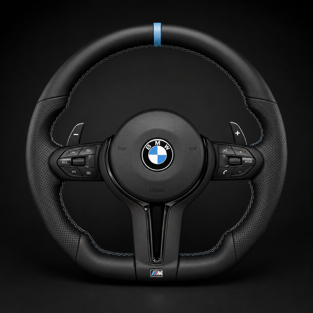 BMW M Performance Steering Wheel – Airbag Included, Blue Ring