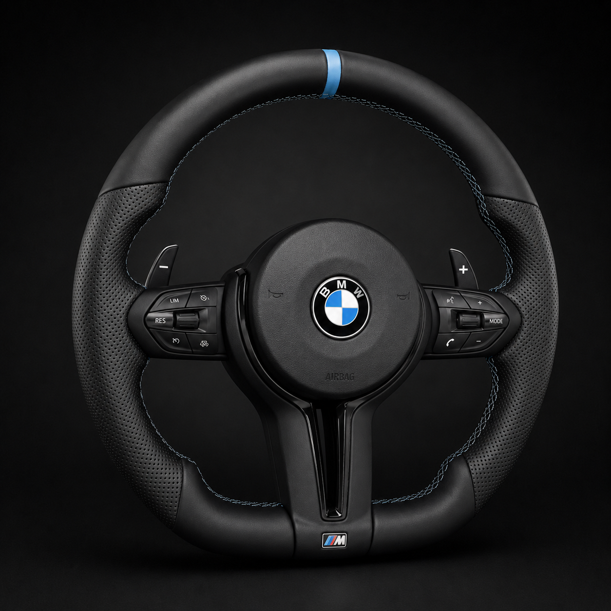 BMW M Performance Steering Wheel – Airbag Included, Blue Ring