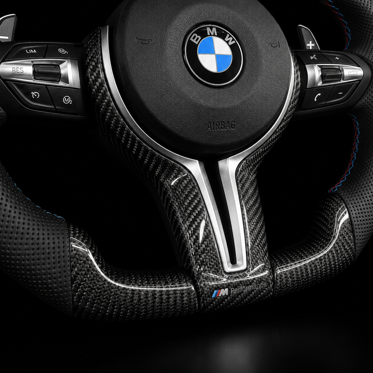 BMW M Performance Carbon Fibre Steering Wheel — Flat Bottom, Plug & Play OEM Fit