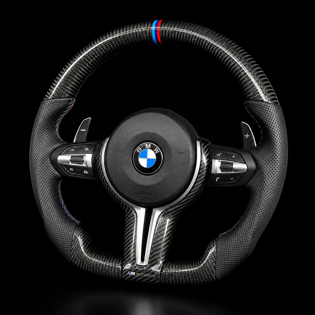 BMW M Performance Carbon Fibre Steering Wheel — Flat Bottom, Plug & Play OEM Fit