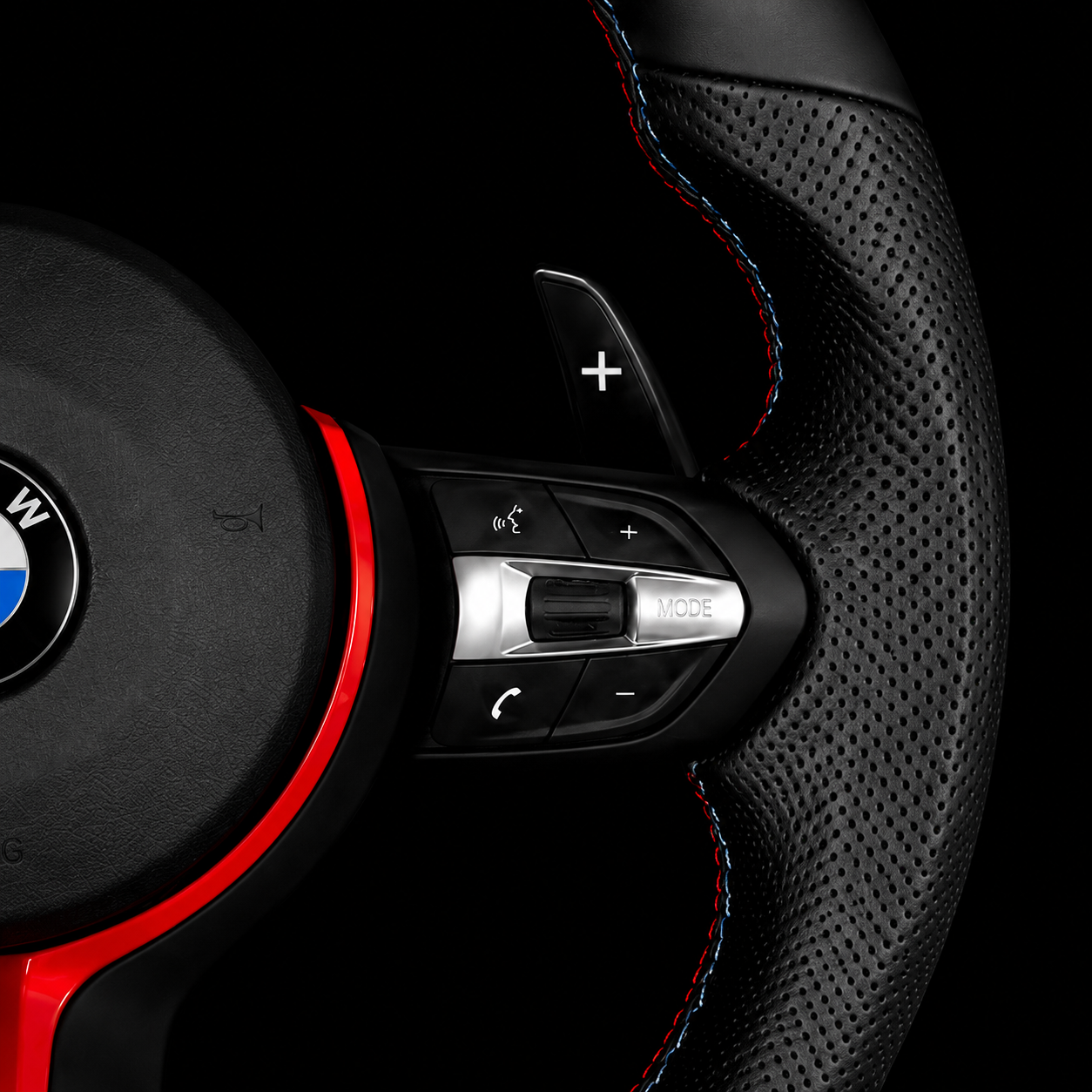 BMW M Performance Red Ring Steering Wheel — OEM Fit, Plug & Play