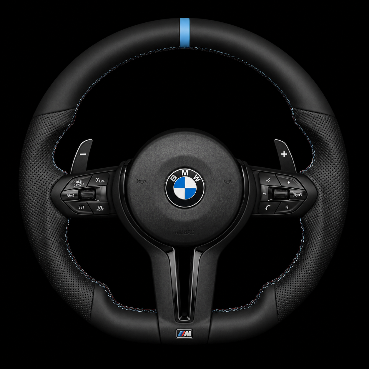 BMW M Performance Blue Ring Steering Wheel — OEM Fit, Plug & Play