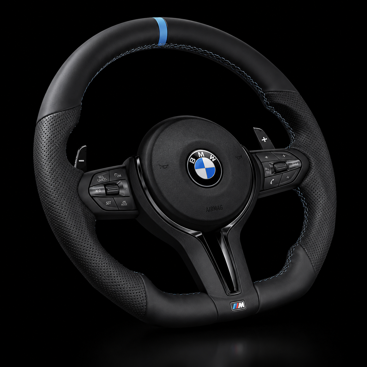 BMW M Performance Blue Ring Steering Wheel — OEM Fit, Plug & Play