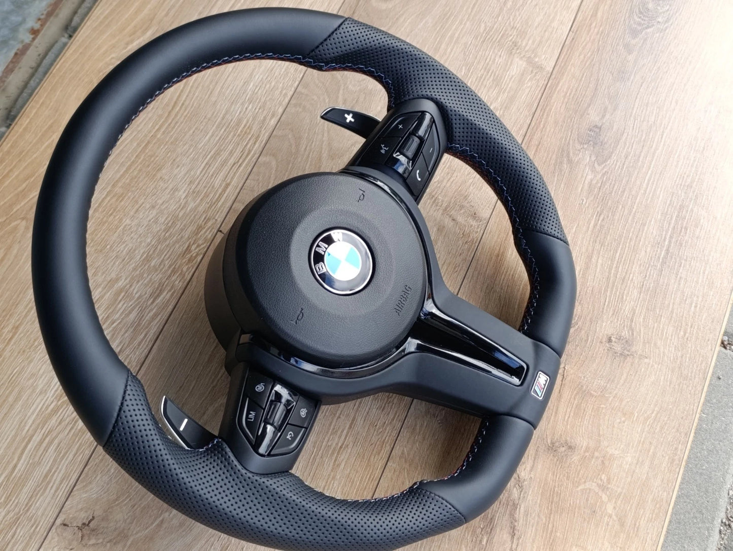 BMW M Performance Style Flat Bottom Steering Wheel F30 F32 F10 F20 F07 F01 M3 M4 M5 Leather Paddle Shift OEM Fitment